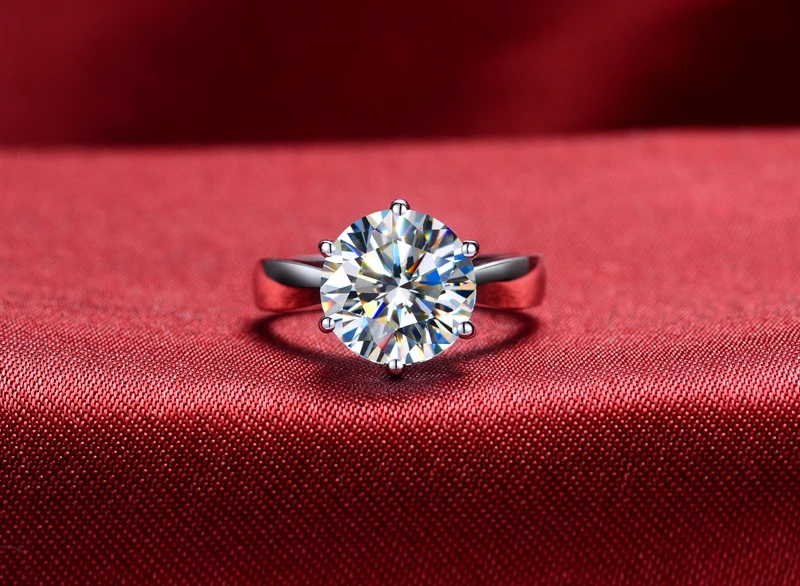 Потрясающие шесть зубцов кольцо с бриллиантом 5Ct круглое для помолвки подлинное