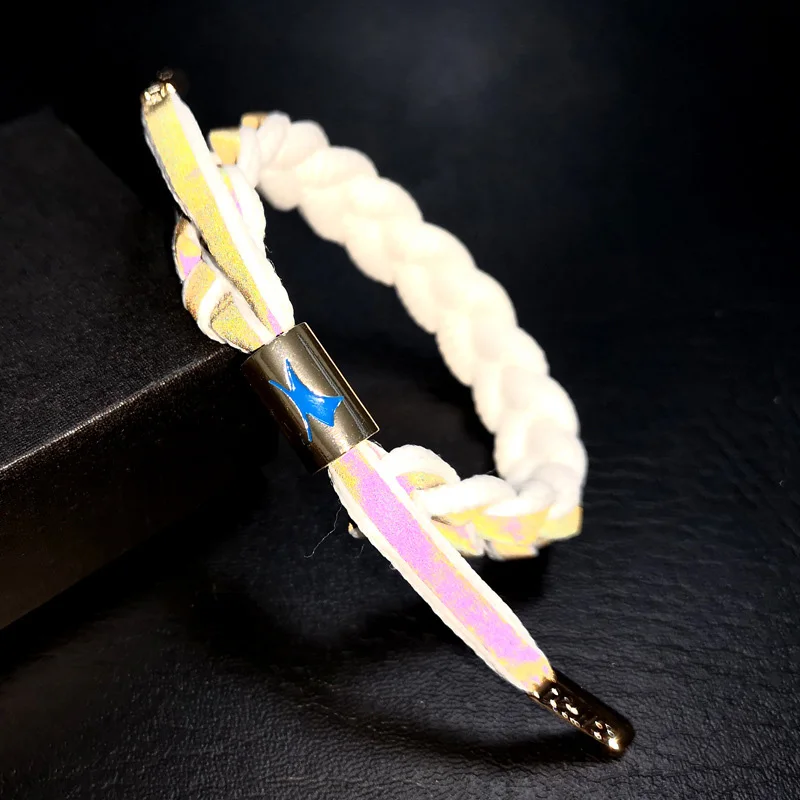 Fashion love holographic reflective bracelet student couple weaving lace color hand rope hot sale - Окраска металла: 08