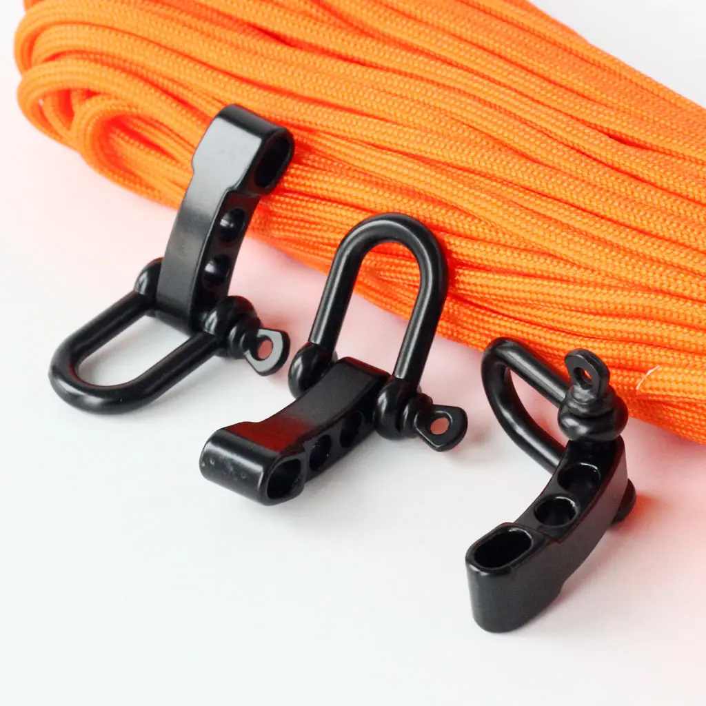 QingGear упаковка из 12 регулируемые скобы пряжки черный u-образный с 4 отверстиями для уличный Паракорд Веревка DIY выживания браслеты