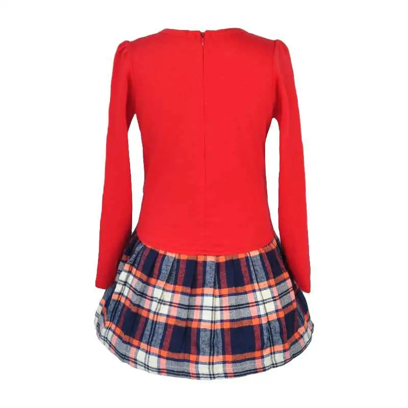 2016 весна и осень Корейской версии детская платье девушки двубортный плед школа