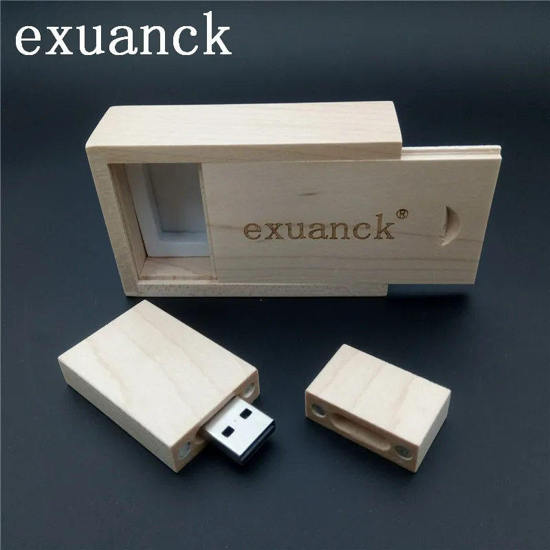 Новый Кленовый usb-накопитель exuanck с деревянной коробкой usb 2 0 на заказ 4 ГБ 8 16 32