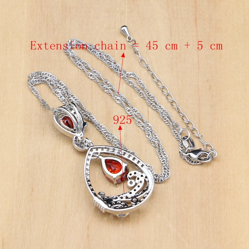 Peacock 925 Silver Jewelry Sets Red Zircon White Stone For Women Party Earrings/Pendant/Rings/Bracelet/Necklace Set | Украшения и
