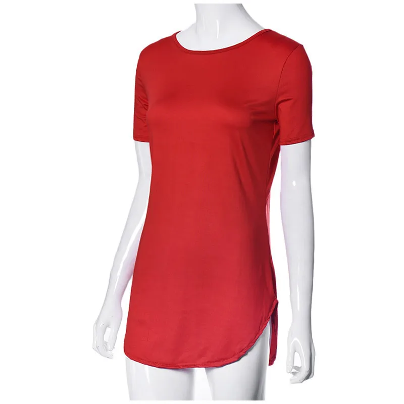 

Home&Nest 2019 Women Tops Short Sleeve Side Slit Casual T Shirt Ladies Loose Tulip Party Tee Shirt Female Tops Daily Wearing #29