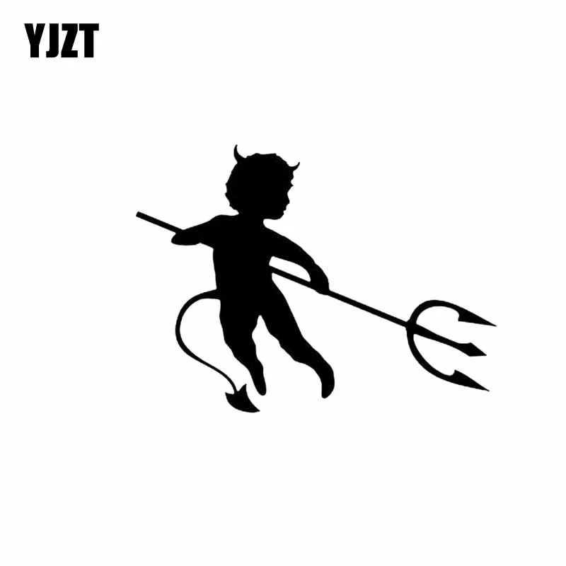 

YJZT 14,7*10,9 см интересный милый маленький детский дьявол, покрывающий корпус автомобиля, наклейка, черная/серебряная виниловая фотография