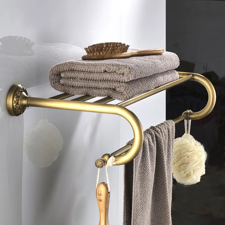 

Wall Hanging Towel Racks 24inch Solid Brass Fixed Bath Towel Holder Vintage Bathroom Accessories Set free shipping