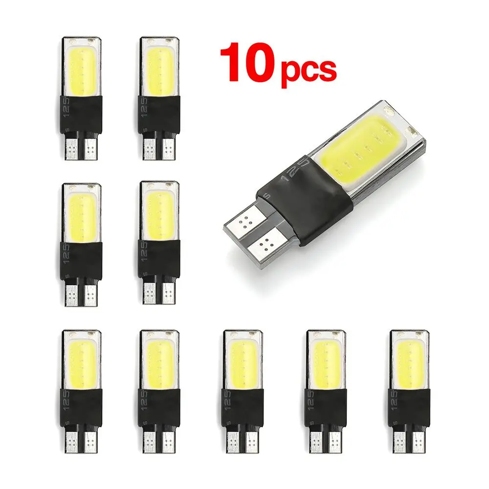 10 шт. светодиодный фонарь T10 W5W 194 168 COB для внутреннего освещения парковочные стоп