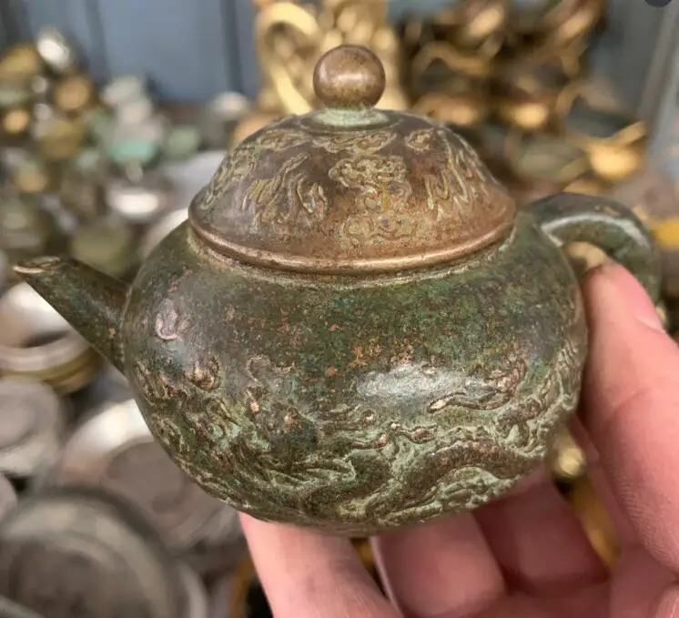 

Чайник чайник Бронзовый в стиле ретро с рельефной черепашкой