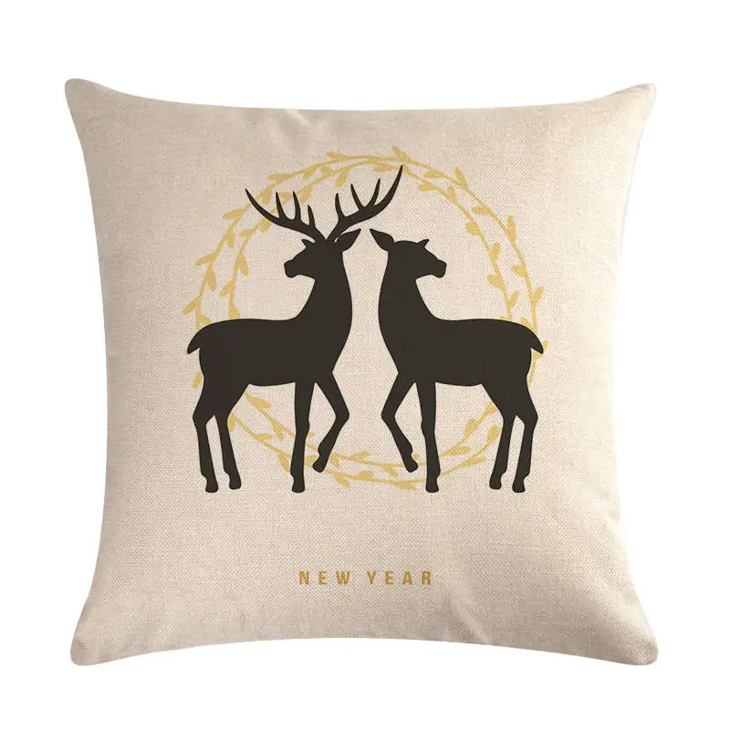 Простые Дизайнерские льняные/Хлопковые наволочки с рождественским оленем 45 см *