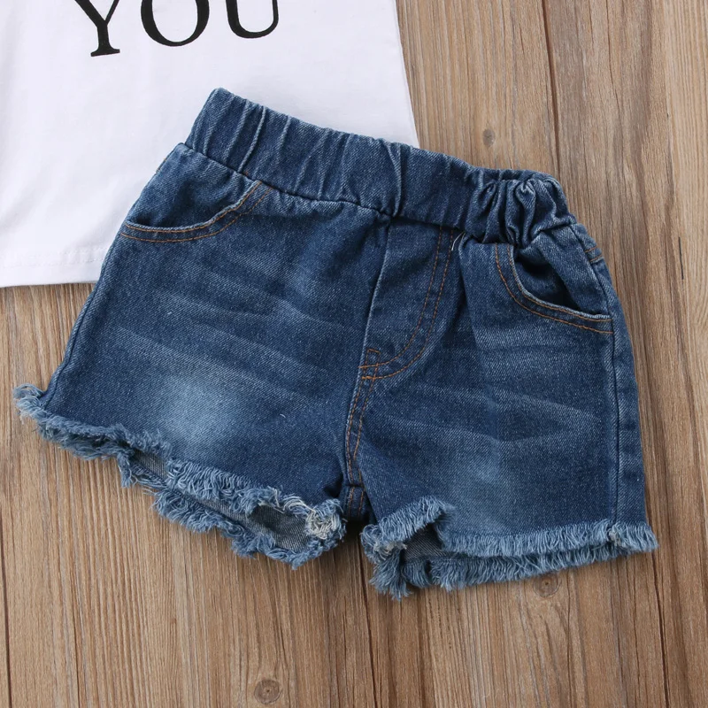 Летние милые повседневные комплекты из 2 предметов для маленьких девочек белая