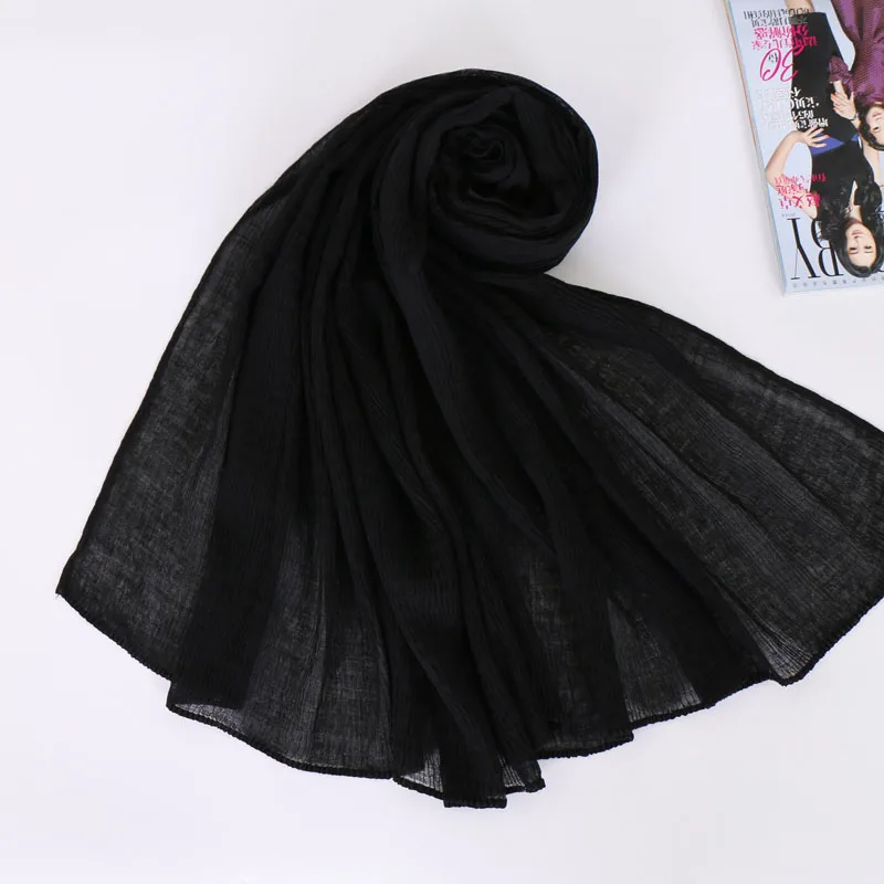 6 Женские однотонные рельефная мягкая Hijab шарф Мусульманский складки шарфы хлопок обертывания шали эластичный ободок длинные шарфы 180*90 см, 18 цветов - Цвет: 6