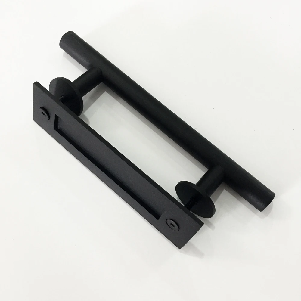 Черная Порошковая квадратная ручка для раздвижной двери сарая из нержавеющей