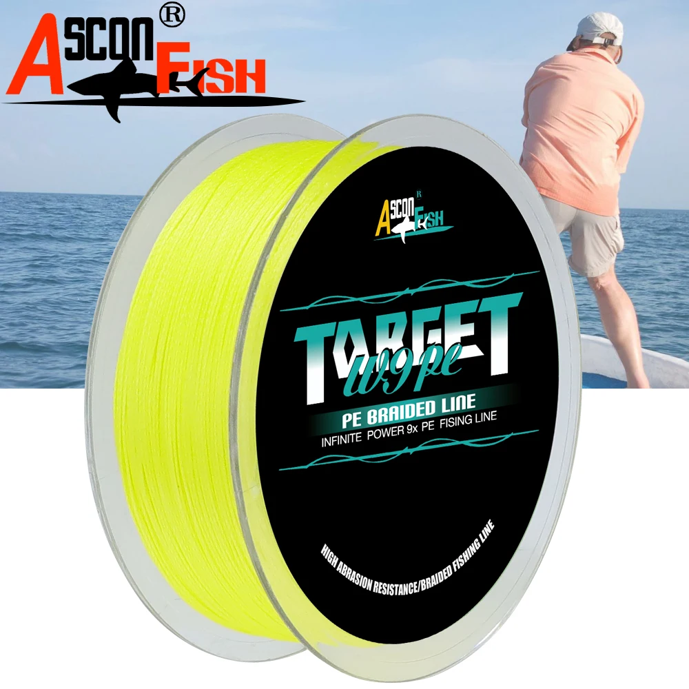 Ascon Fish, 9 прядей, 300 м, плетеная леска для ловли карпа, 9 прядей, многонитевая леска, 15-310LB, веревка
