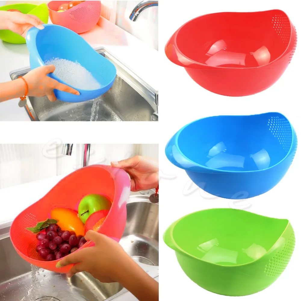 1Pc New Practical Plastic Rice Wash Basin Colander Strainer Sieve Kitchen Tool Free Shipping