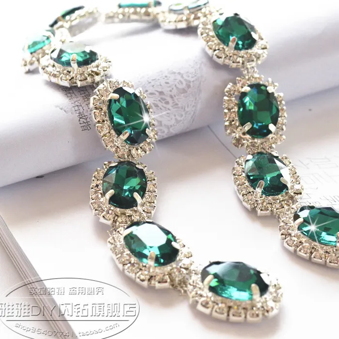 Зеленые бриллианты отделка стразами Ширина 1 5 см изумрудная стразами|trim|trim rhinestone