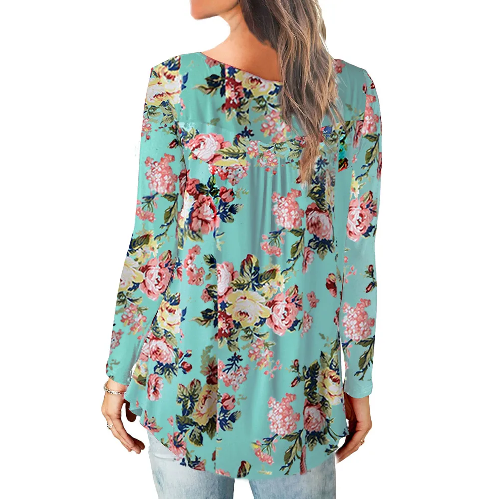 Женская Повседневная рубашка на пуговицах с длинным рукавом и принтом