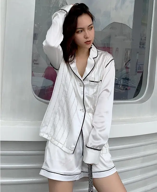 WHITNEY WANG 2019 летняя модная уличная Пижама стильная шикарная блузка с бриллиантами и