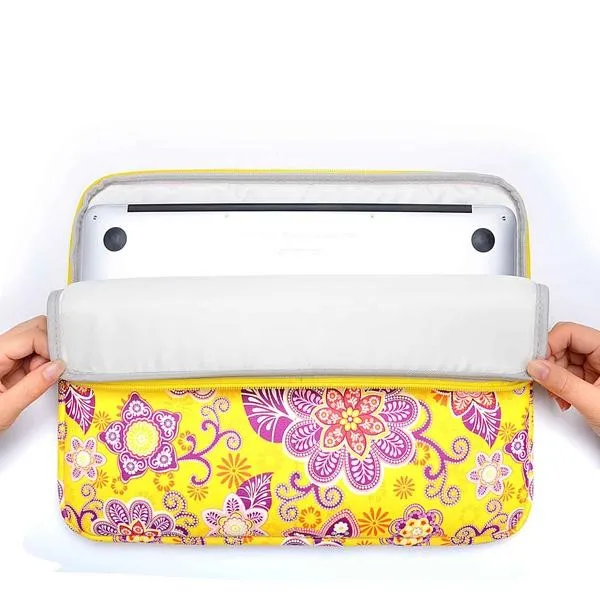 PU ретро Желтый Цветок Laptop Sleeve для MacBook Air 13 Pro Retina 13 сумка для ноутбука для 13.3 дюймовый планшет с двумя карманами