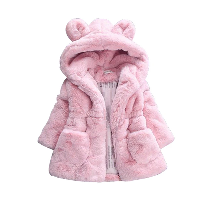 2019 Winter Baby Girl Clothes Imitation Fur Coat Children Clothing Fluff Warm Kid Thick Velvet Wholesale 3 Colors 1-9T | Детская одежда