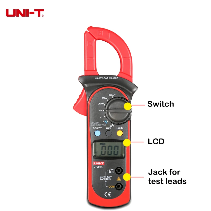 UNI-T UT202A UT201 UT202 Цифровой мультиметр-зажим AC/DC вольтметр измеритель переменного тока Сопротивление мульти тестер