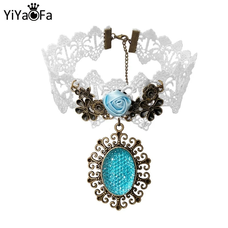 

Готическое ювелирное изделие YiYaoFa, винтажное кружевное ожерелье и кулон, Женские аксессуары, ожерелье-чокер, имитация воротника, массивное ...