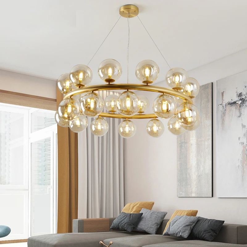 Современные янтарного Стекло светодиодный подвесной светильник круглый 12 24