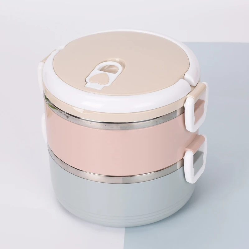 2 layers 1/2/3 Layers Portable Lunch Box 304 Stainless Steel Lunch Boxes Tableware Bento Box for Kids Leak-Proof Thermos Food Container - Цвет: 2 layers