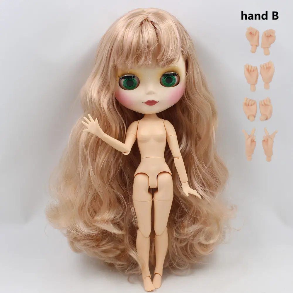Обнаженная кукла ICY Blyth для серии № BL3227/1010 блонд микс розовых волос с челкой матовое покрытие для лица подходит для самостоятельного изменения BJD - Цвет: like the picture