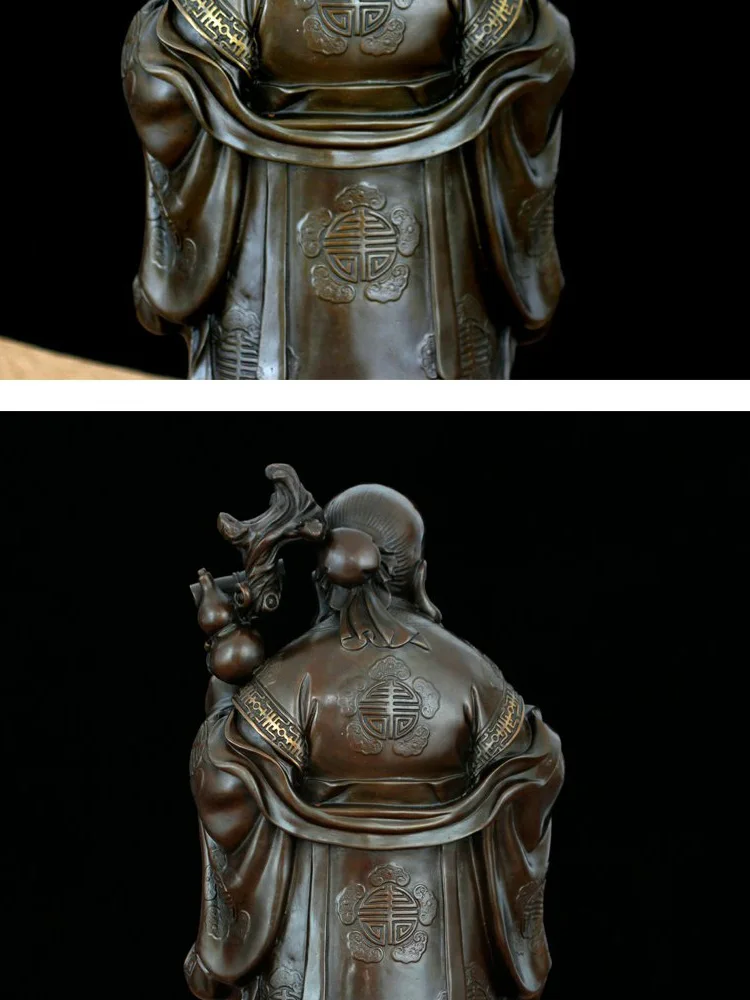 Chinese Feng shui Bronze Copper Lucky God of Longevity Buddha Peach Statue | Дом и сад