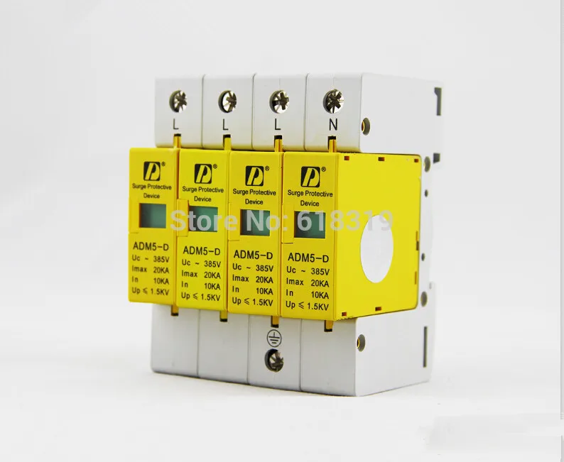 Высококачественное устройство SPD 4P 20KA 110V 220V 380V AC Din Rail anti lightning защита от скачков