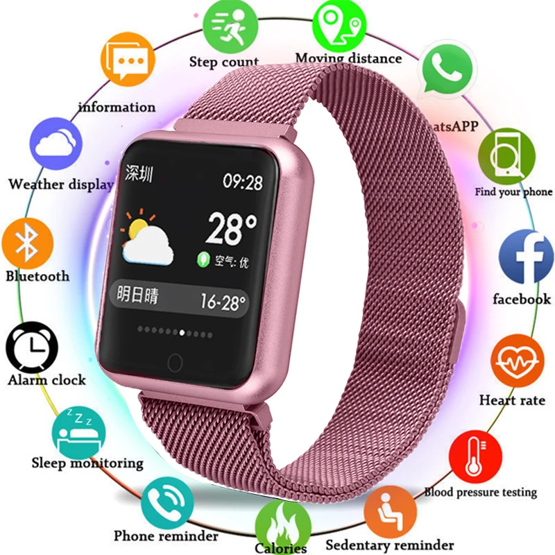 Умные часы для мужчин и женщин монитор артериального давления пульсометр фитнес