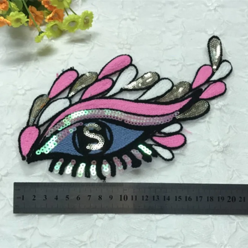 Фартук с вышитыми глазами FFLACELL нашивки блестками для одежды Байкерская