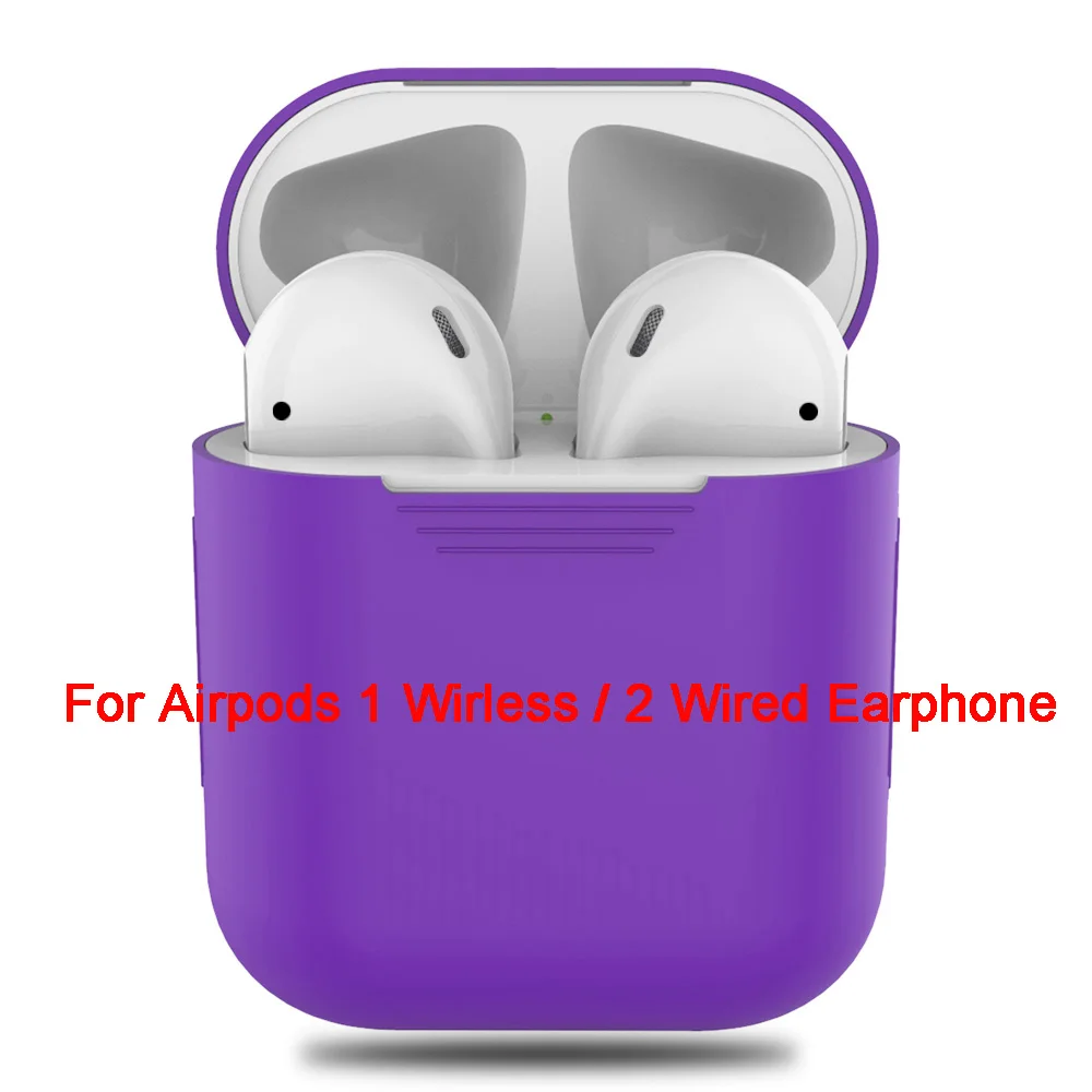 purple Мягкий силиконовый чехол для Apple Airpods противоударный чехол для AirPod 2 1 чехол s ультратонкий протектор чехол для наушников - Цвет: purple