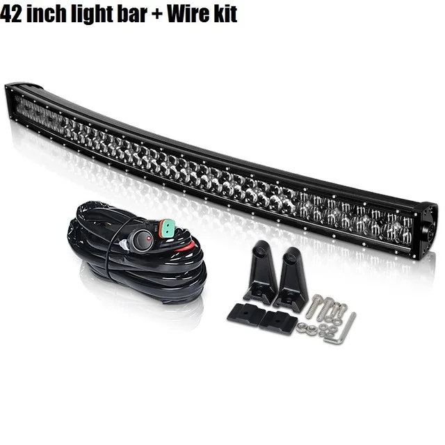 42inch bar with Wire DERI 5D 22 32 42 дюймов черный объектив 200 Вт 300 Вт 400 Вт изогнутый СВЕТОДИОДНЫЙ рабочий светильник для LADA Jeep Dodge Toyota SUV ATV внедорожный пикап - Цвет: 42inch bar with Wire
