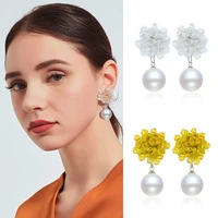 pearl drop earrings 2019 new elegant pendant beading pearl long earrings for women simulated pearl beads fashion drop