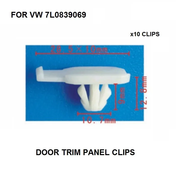 

x10 VW Door Edge Guard Moulding Trim Clip for VW 7L0839069 Fit into hole:10.6mm NEW