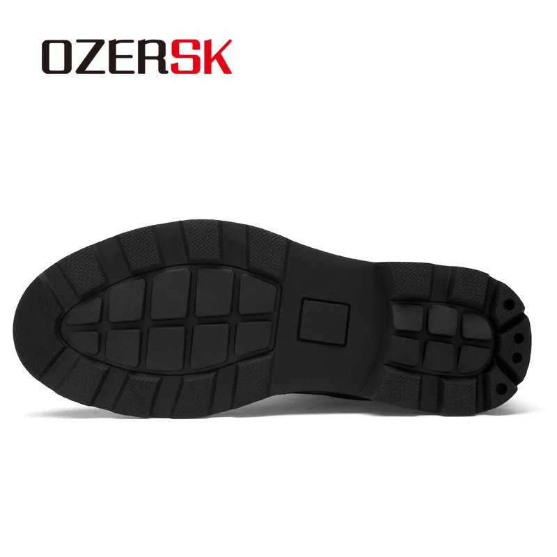 OZERSK New Hot Sale Men Work Shoes Autumn Genuine Leather Lace Up Boots Vintage Style Men Ankle Boots Luxury Casual Boots
