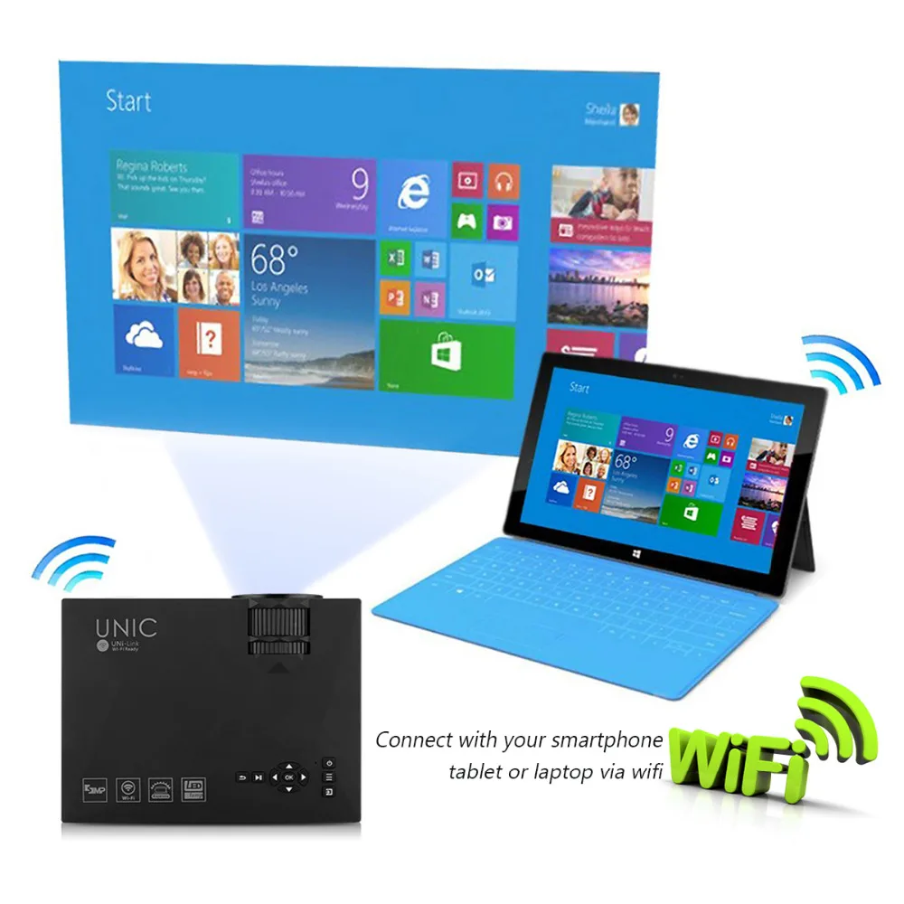 Оригинальный uc46 + WI FI HD Mini Портативный проектор 1200 люмен LED домашний Кино