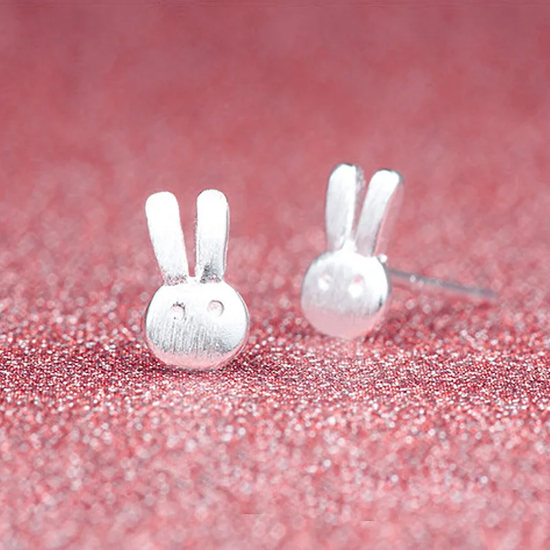 Супер милые серьги-гвоздики в форме кроликов для женщин и девушек 925 пробы