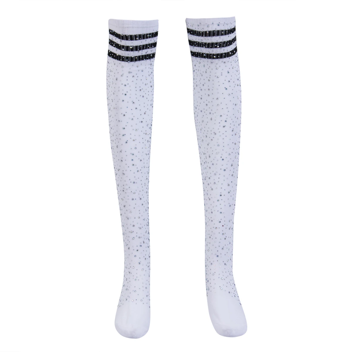 White Black Stripe Шикарные женские гольфы выше колена, 1 пара, длинные хлопковые чулки, Чулки, сексуальные высокие женские чулки - Цвет: White Black Stripe