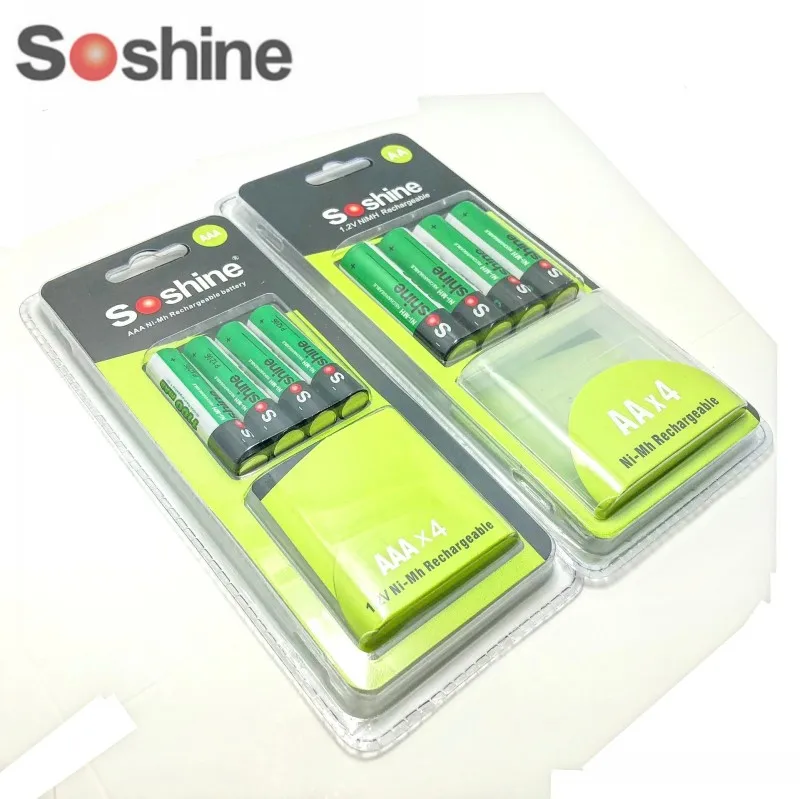 4 шт./упак. Soshine AA 2700 мАч 1 2 в Ni MH + шт/УП. AAA 1100 аккумуляторная батарея|Перезаряжаемые