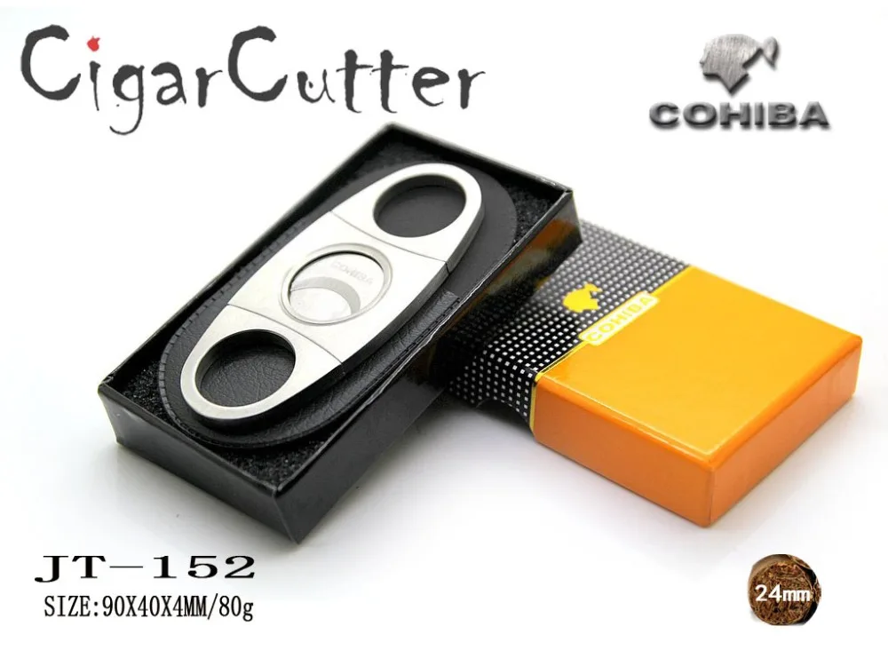 

COHIBA Cigar cutter stainless steel cigar knife cigar scissors smoking Accessories with leather sheath Gift Box jt152