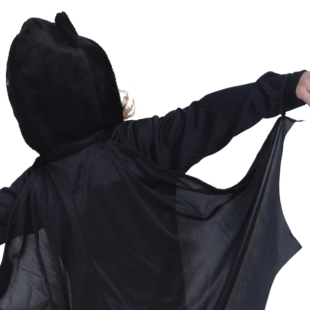 Eraspooky Black Bat Cosplay Children Halloween Costume For Kids Purim Carnival Party Animal Hoodie Jumpsuit Boys Fancy Dress |