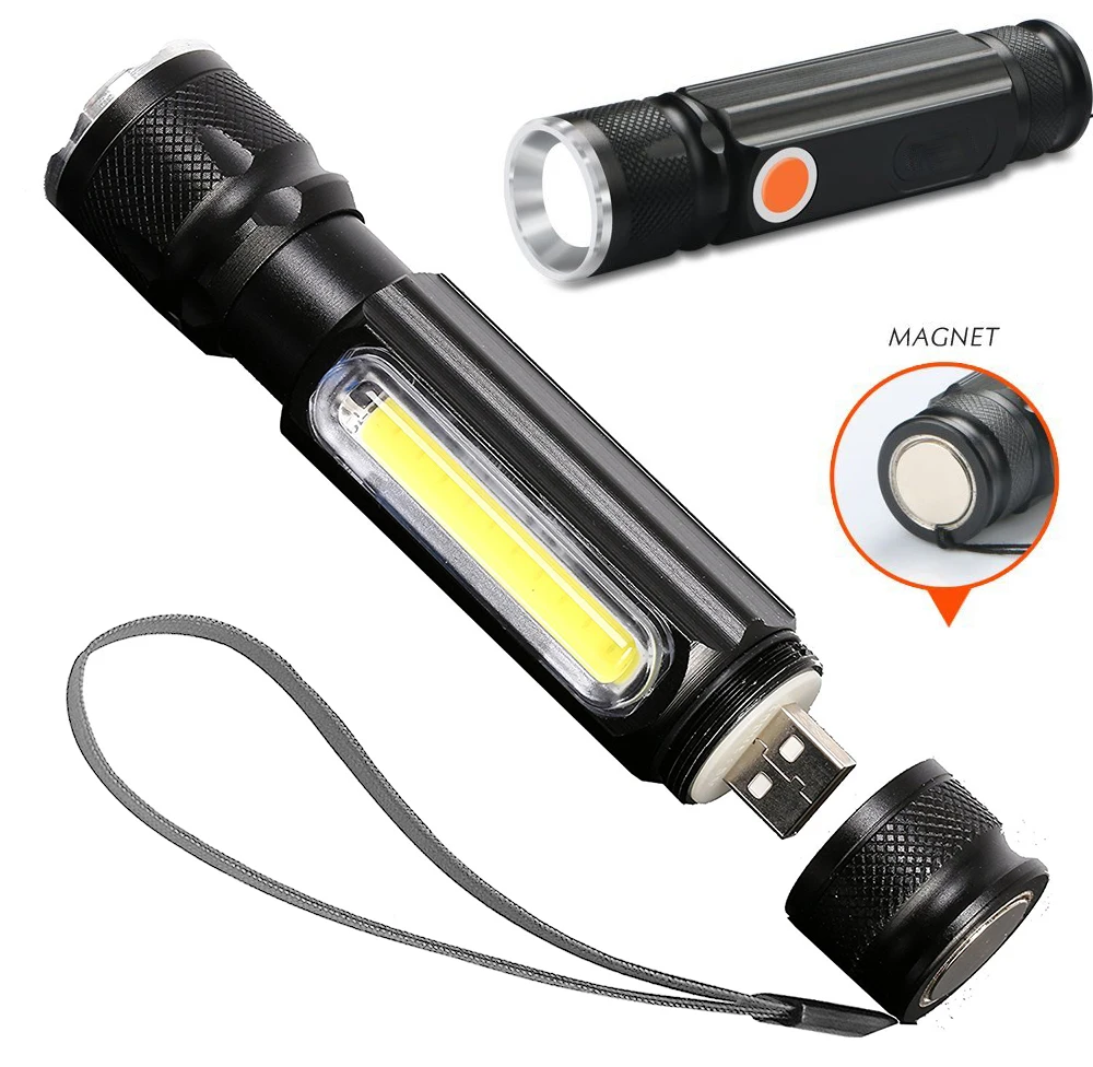 Wholesale 10PCS Original PANYUE S084 Mini USB Rechargeable Flash light Torch T6+COB Telescopic focusing Tactical Flashlight LED