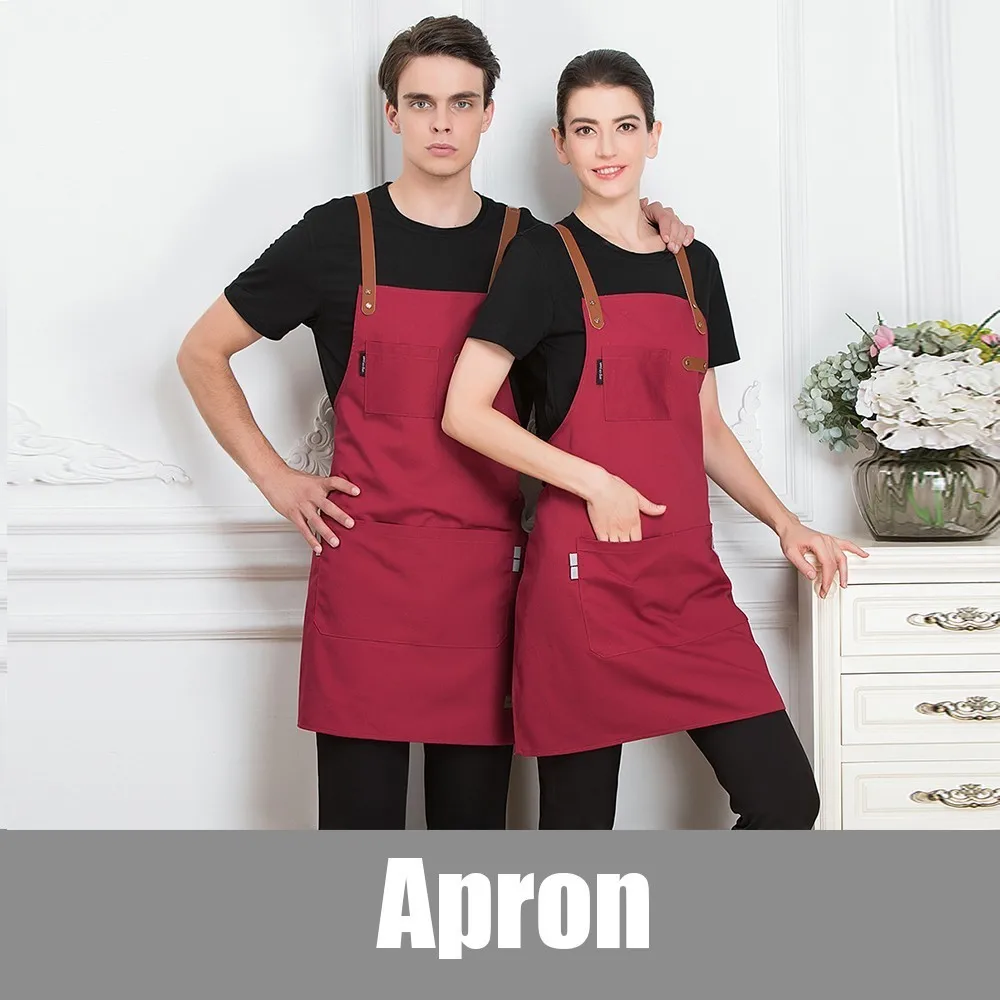 Red Apron Мужская мода шеф-повара Кухонный Фартук Кофейня парикмахер без рукавов Рабочая Униформа нагрудник рабочая одежда противообрастающие фартуки - Цвет: Red Apron