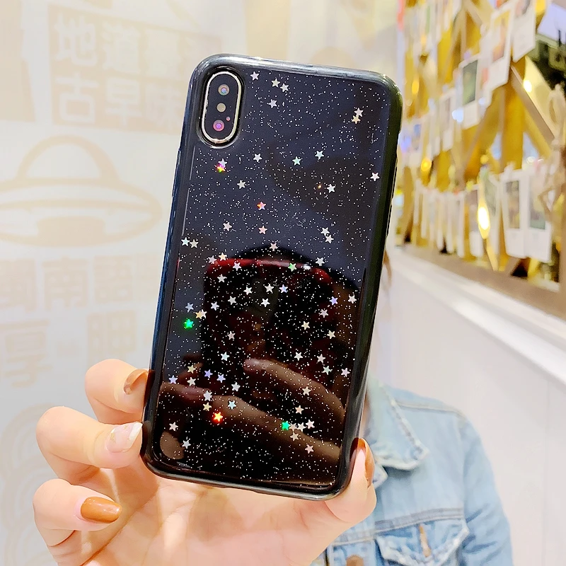 Роскошный блестящий прозрачный чехол-накладка из ТПУ для Iphone Xs Max Xr 6 7 8 Plus мягкий