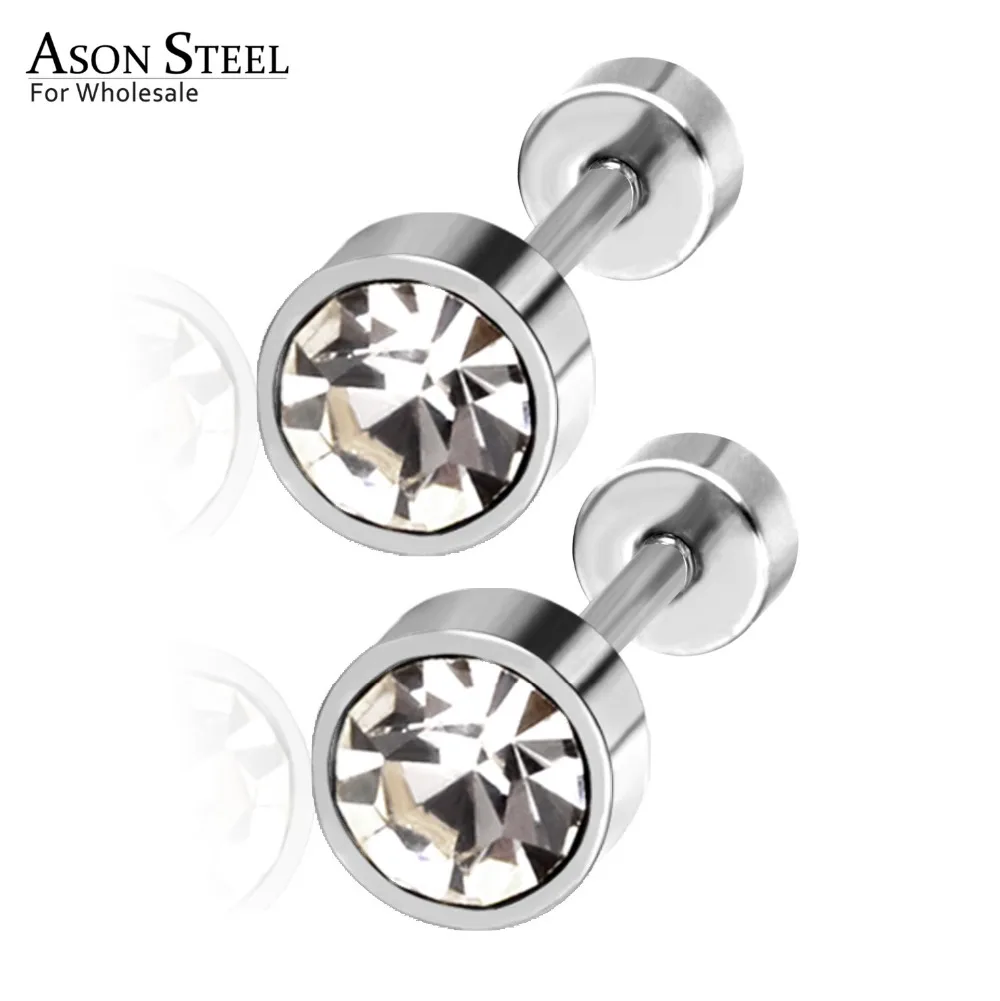 Женские серьги гвоздики из нержавеющей стали с круглыми