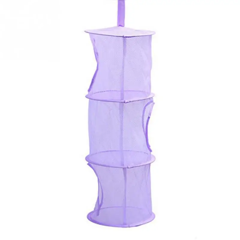 3 ярусная сетчатая подвесная корзина для хранения сетевая клетка отсеки складной