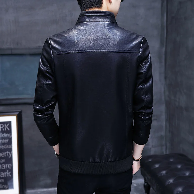 

2020 men's spring leisure motorcycle jacket collar youth fashionable PU leather
