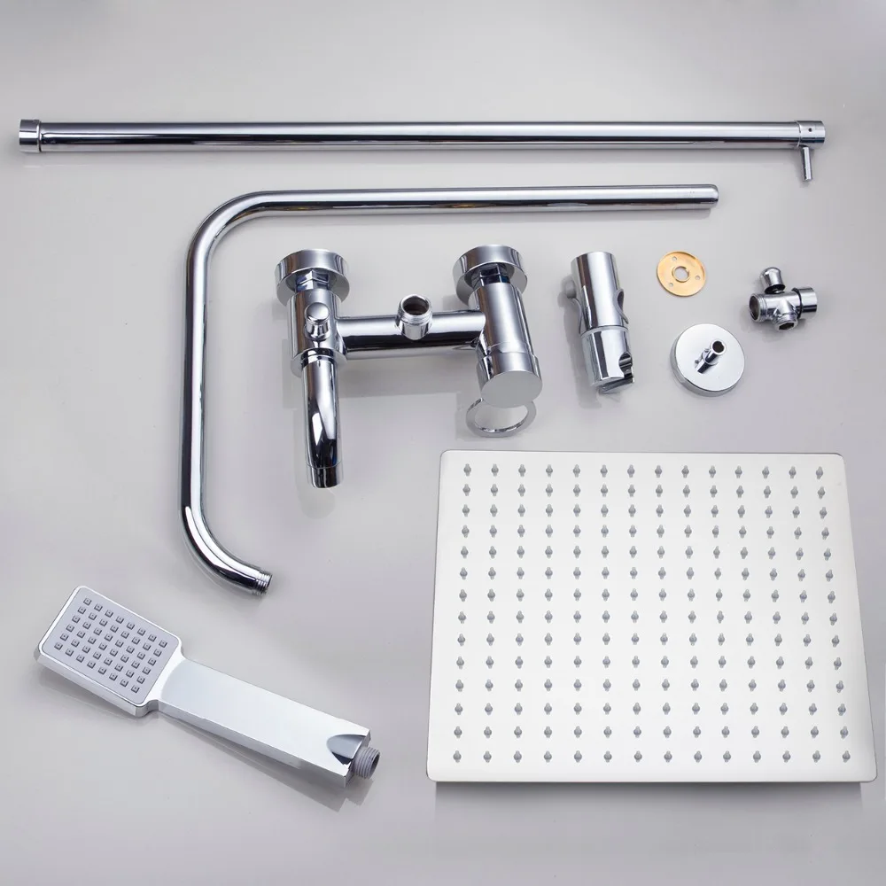 Светодиодные настенные дождевые смесители для душа KEMAIDI роскошный квадратный