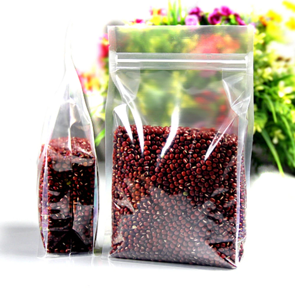 100Pcs Clear Plastic Zipper Bag Doypack Stand Up Side Gusset Ziplock Resealable Zip Lock Pouch Food Packaging Dried Fruit Beans | Дом и сад